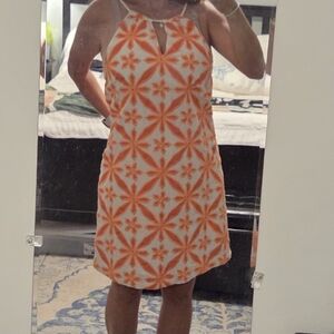 Orange and White Floral Dress